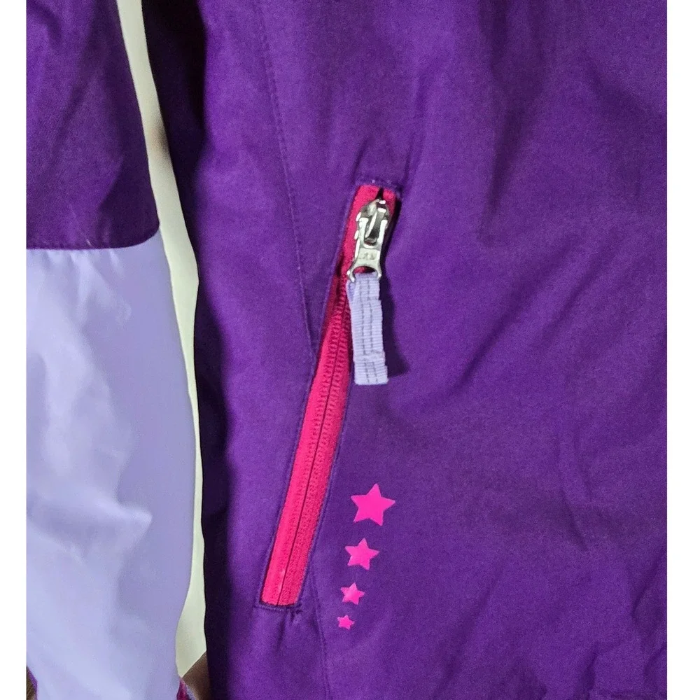 Lands End Kids Girls Purple‎ Light Purple Star Ski Jacket Hooded Zip Up XL